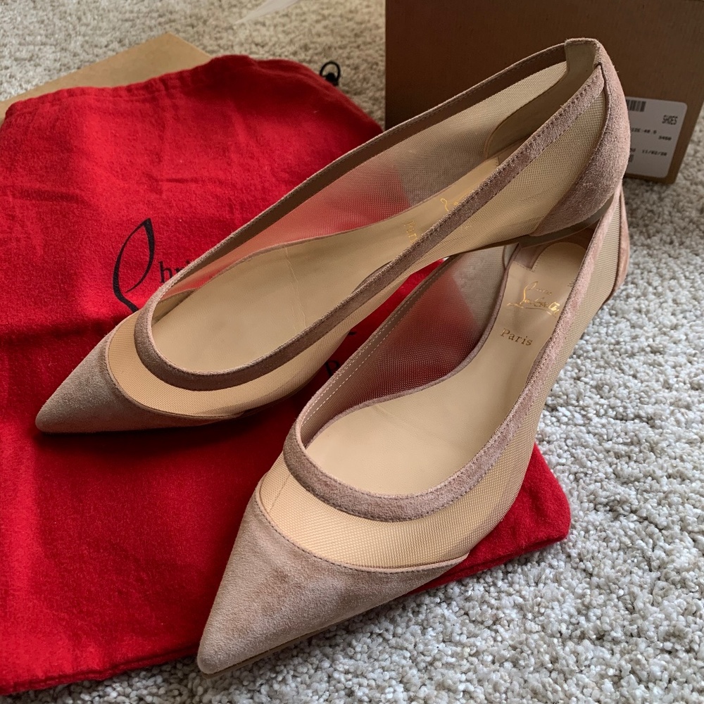 Christian Louboutin Galativi Mesh & Suede Flats